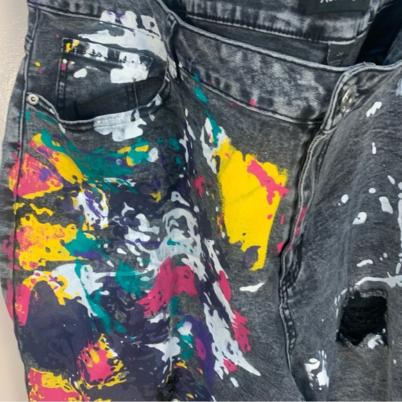 Ashley Stewart Splatter Paint Distressed Jeans - Picture 11 of 12